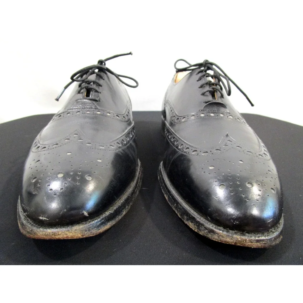 Johnston & Murphy Aristocraft Black Leather Wingtip Oxford Dress Shoes 10.5 E/C